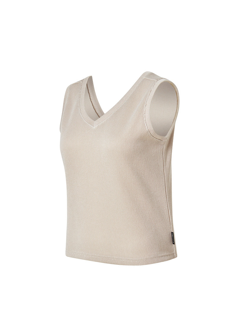 Cozy V-neck Sleeveless - Vanilla Beige