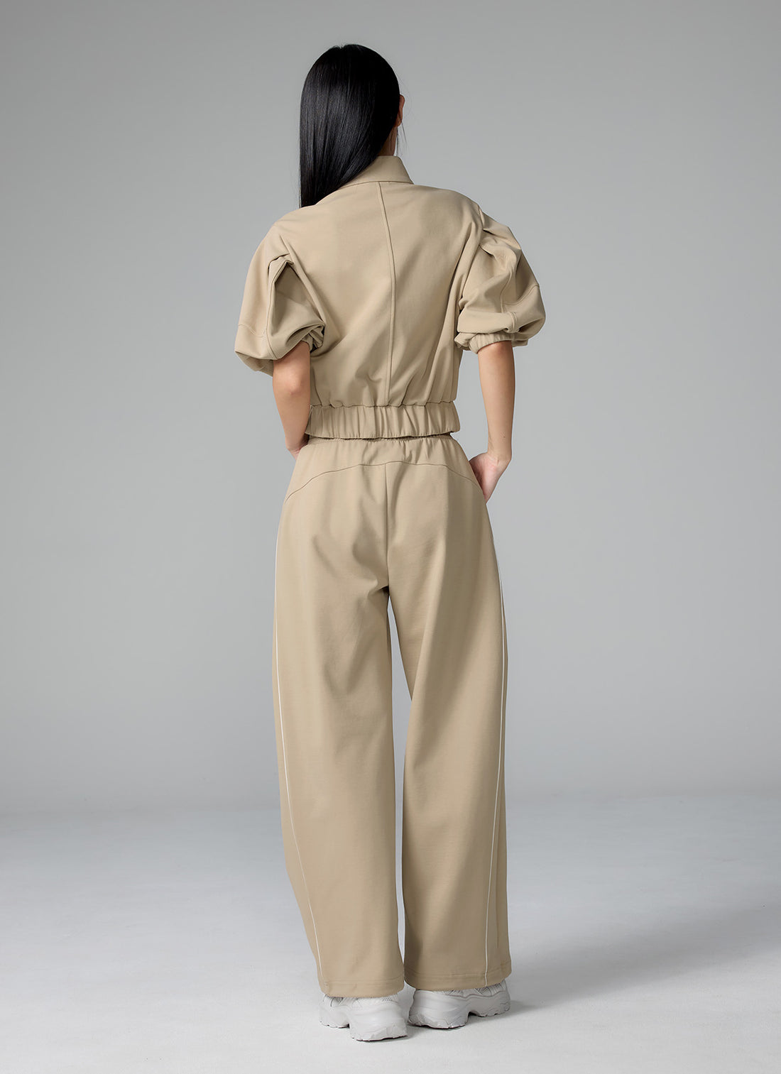 Piping Balloon Wide Pants - Oat Beige