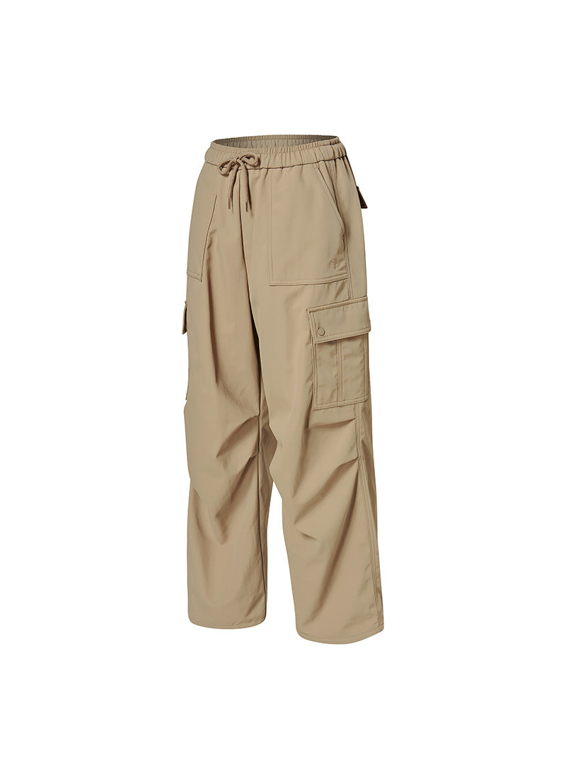 Warm Woven Cargo Wide Pants - Cereal Beige