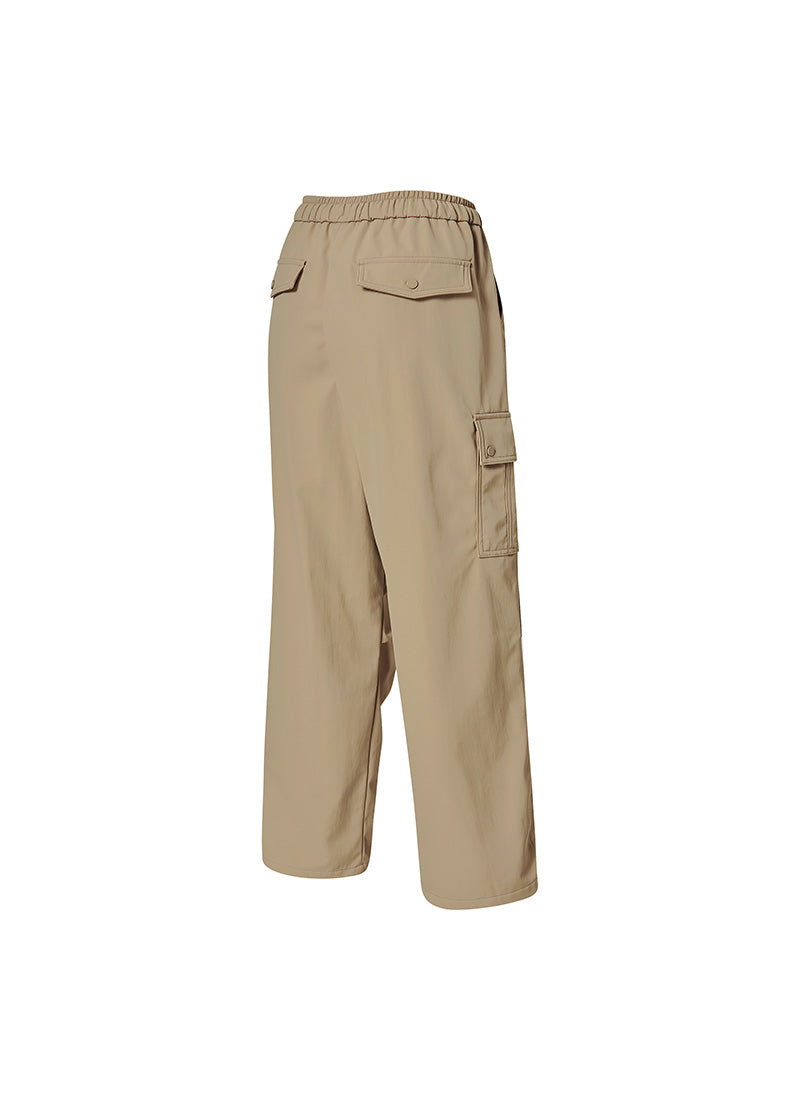 Warm Woven Cargo Wide Pants - Cereal Beige