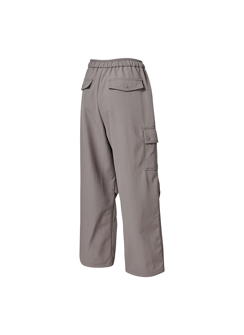 Warm Woven Cargo Wide Pants - Grey Brick