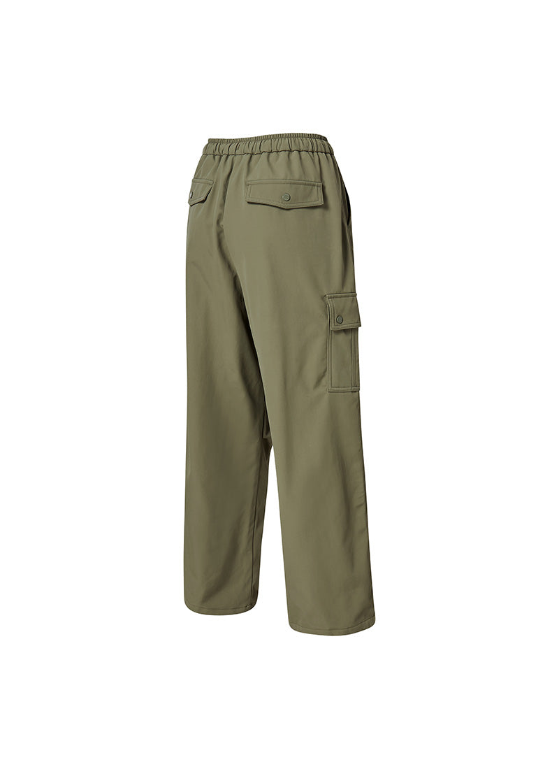 Warm Woven Cargo Wide Pants - Dusty Olive