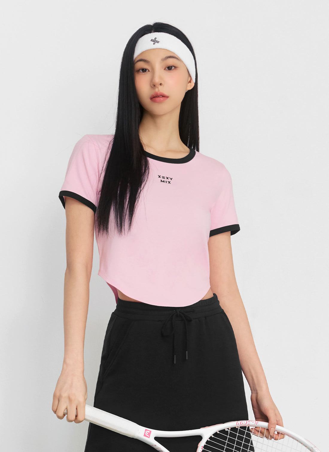 Softline Color Combination Crop Top - Yogurt Pink