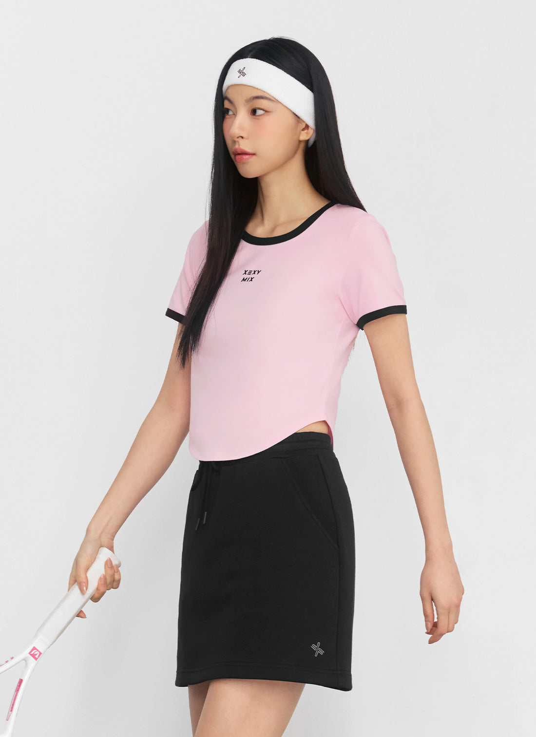 Softline Color Combination Crop Top - Yogurt Pink