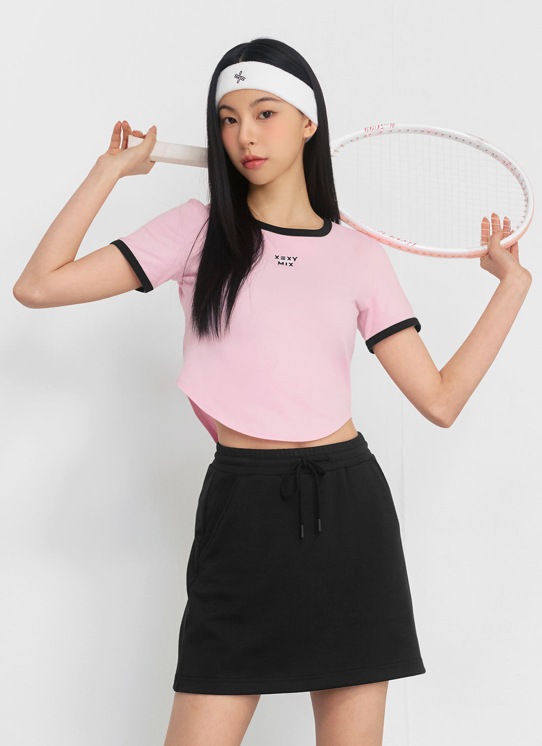 Softline Color Combination Crop Top - Yogurt Pink