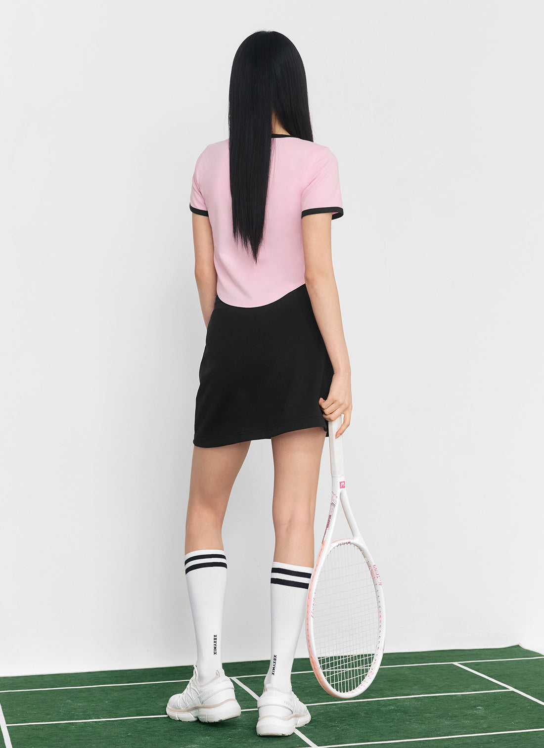 Softline Color Combination Crop Top - Yogurt Pink