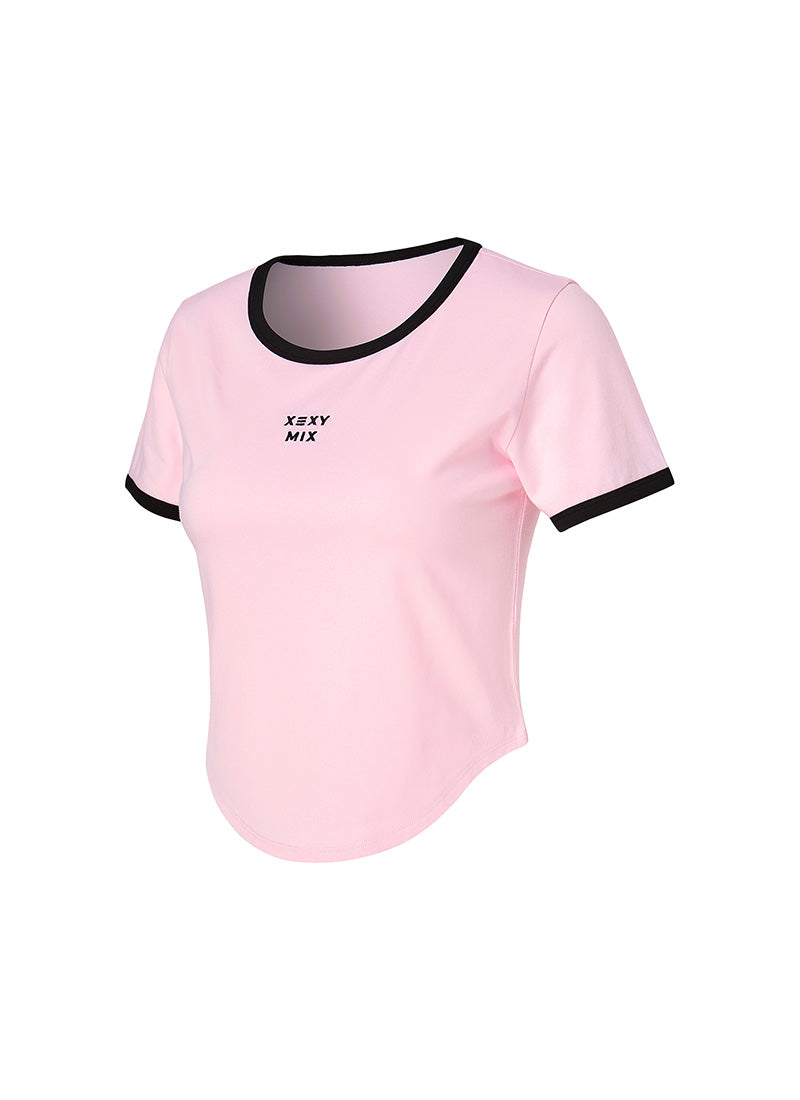 Softline Color Combination Crop Top - Yogurt Pink