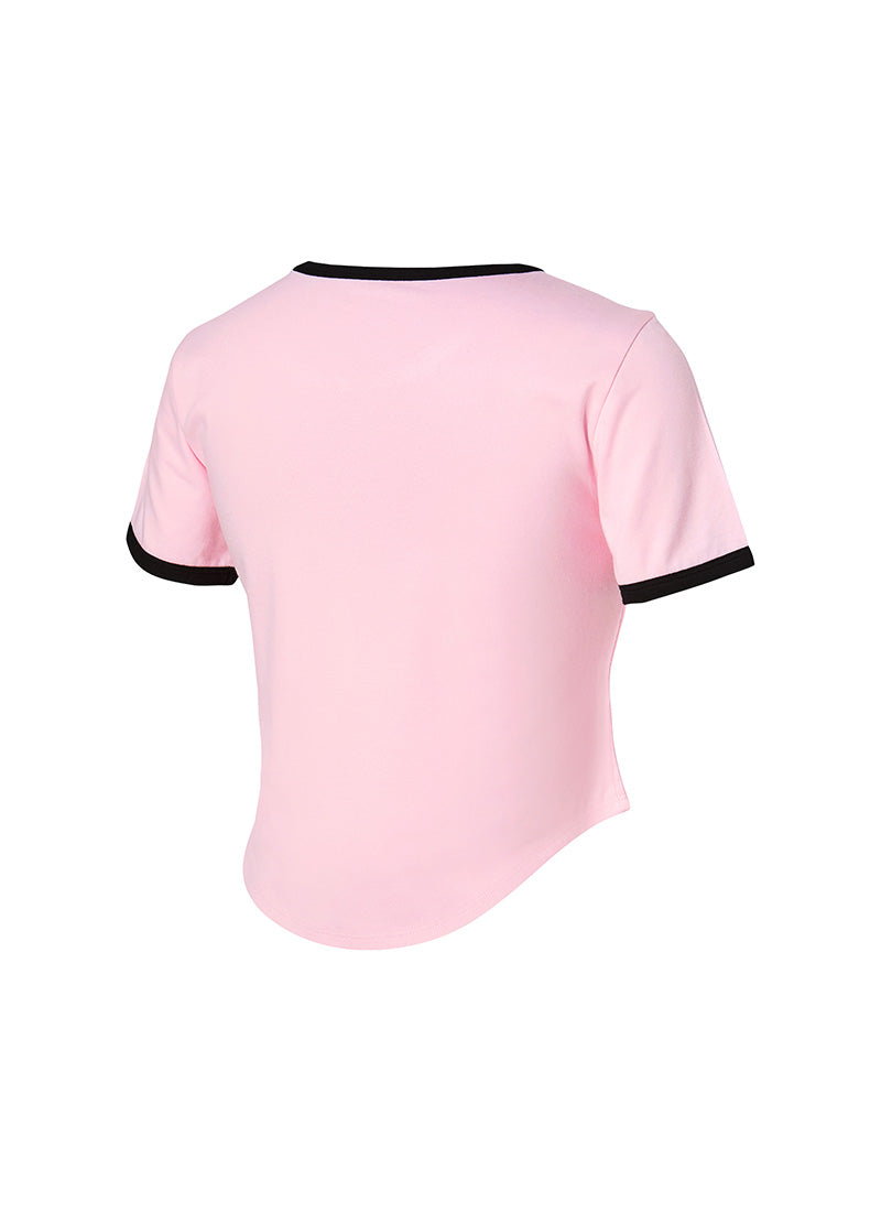 Softline Color Combination Crop Top - Yogurt Pink