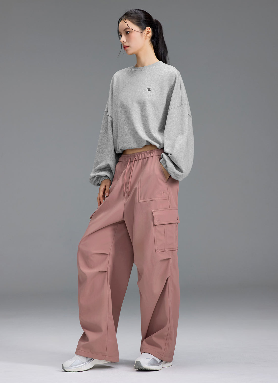 Warm Woven Cargo Wide Pants - Rose Pie