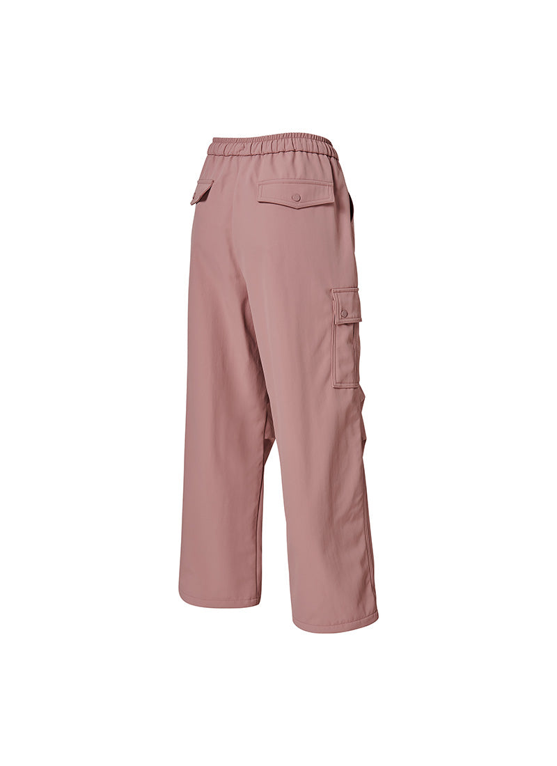Warm Woven Cargo Wide Pants - Rose Pie