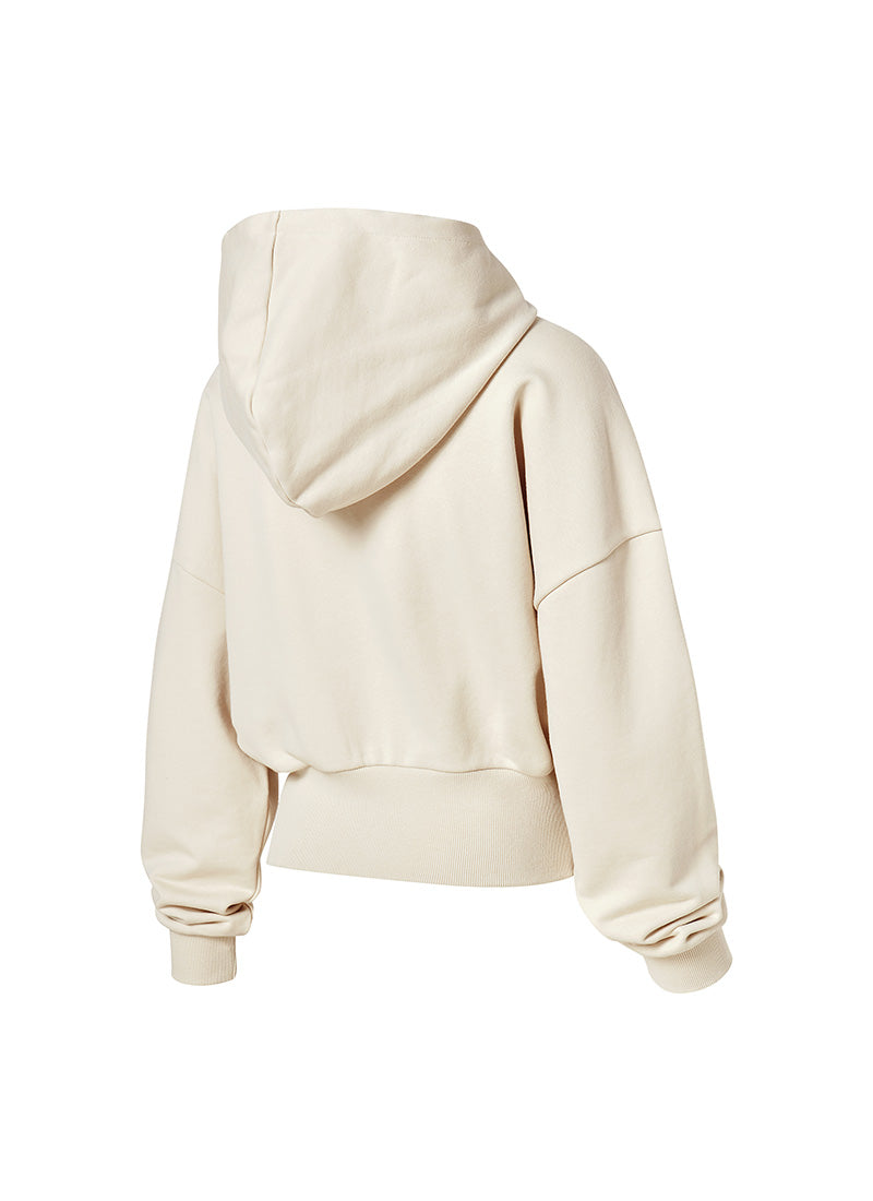 Softly One-Slit Crop Hoodie - Tarte Beige