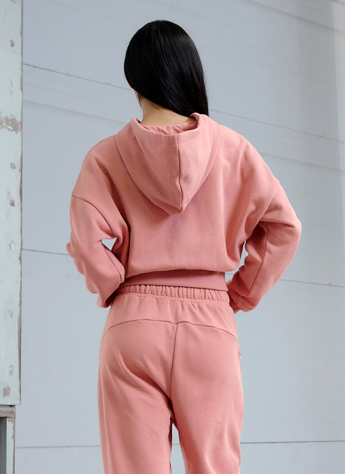 Softly One-Slit Crop Hoodie - Pink Fudge