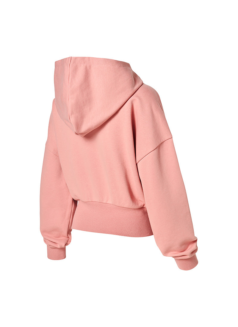 Softly One-Slit Crop Hoodie - Pink Fudge