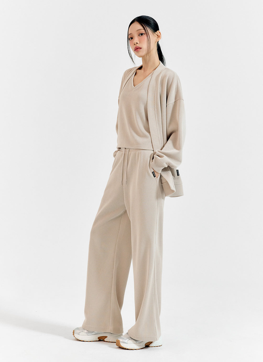 Cozy Banding Wide Pants - Vanilla Beige