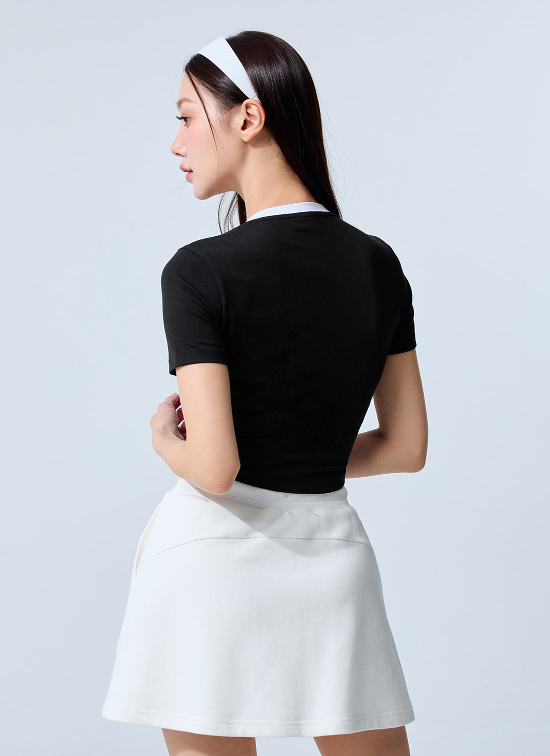 Sporty Trackline Crop Short Top - Black
