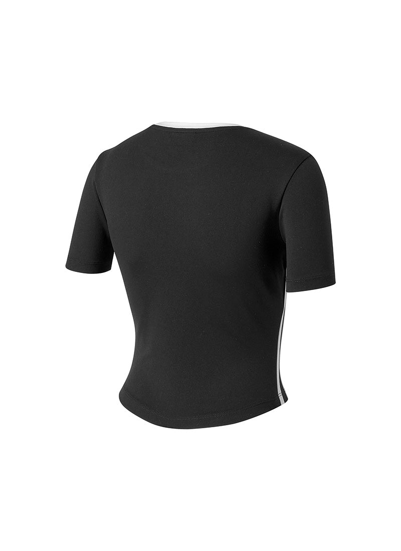 Sporty Trackline Crop Short Top - Black