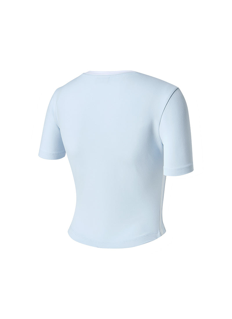 Sporty Trackline Crop Short Top - Milk Blue