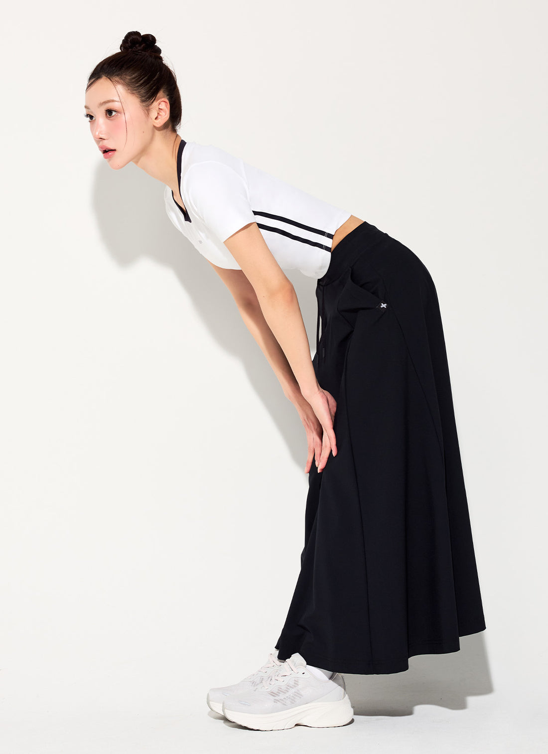 Sporty Trackline Crop Short Top - White Ivory
