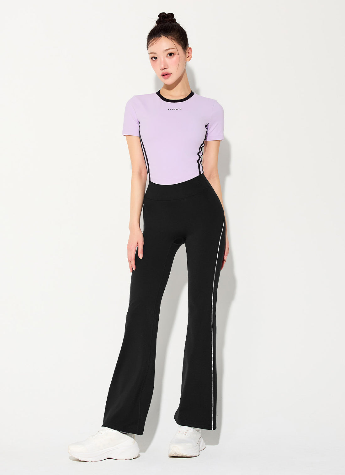 Sporty Trackline Crop Short Top - Spring Lavender