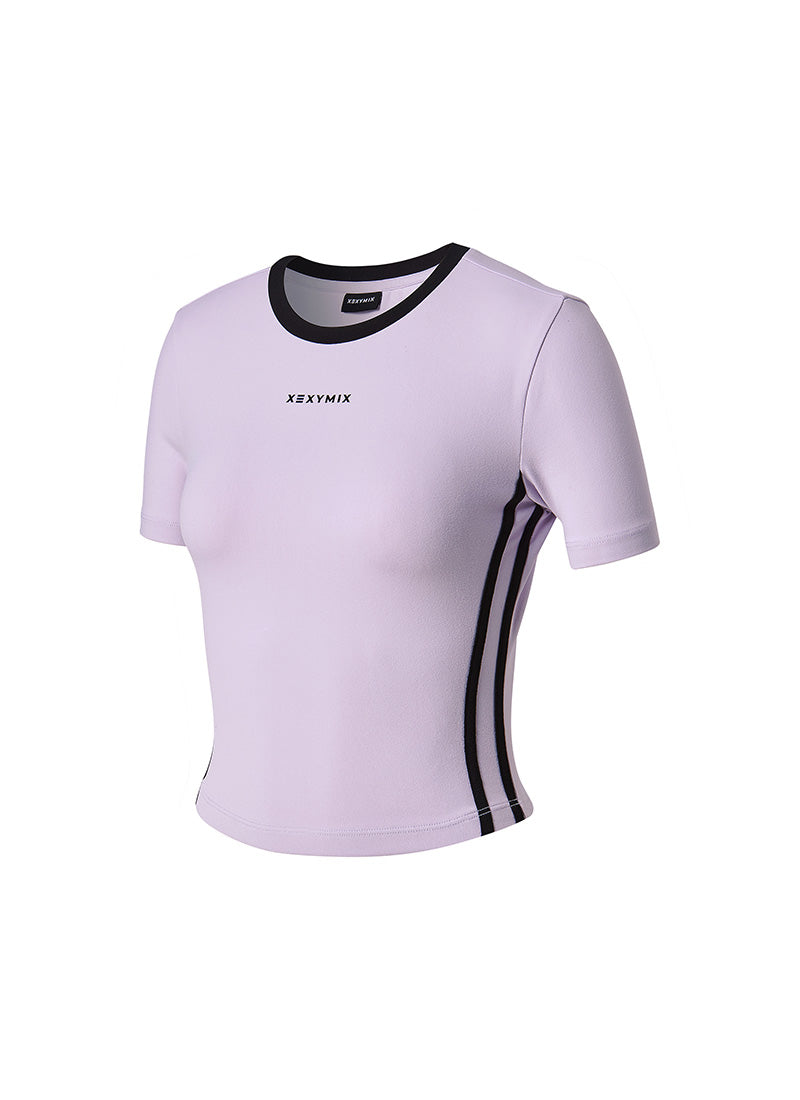 Sporty Trackline Crop Short Top - Spring Lavender