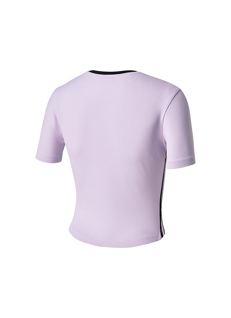 Sporty Trackline Crop Short Top - Spring Lavender