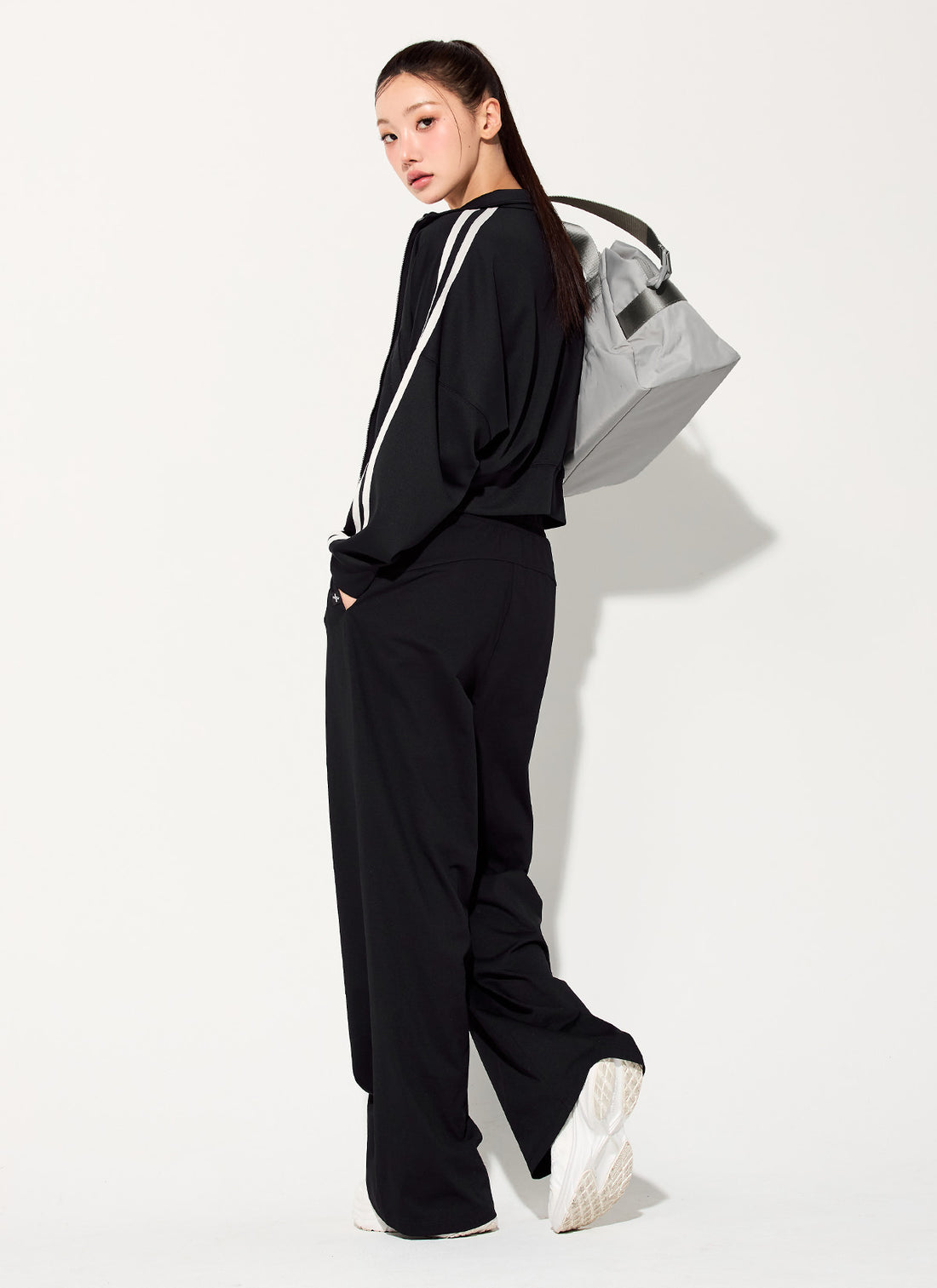 Comfort Tension Basic Wide Pants - Black