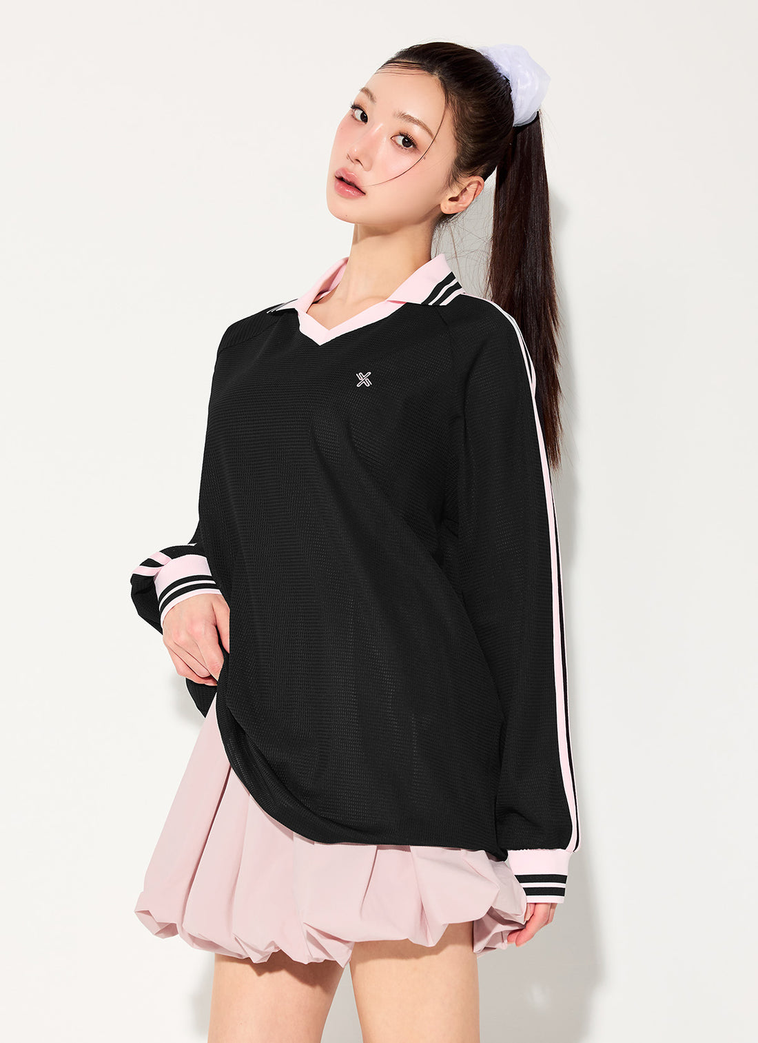 Mesh Trackline Open Kara Long Sleeve - Black
