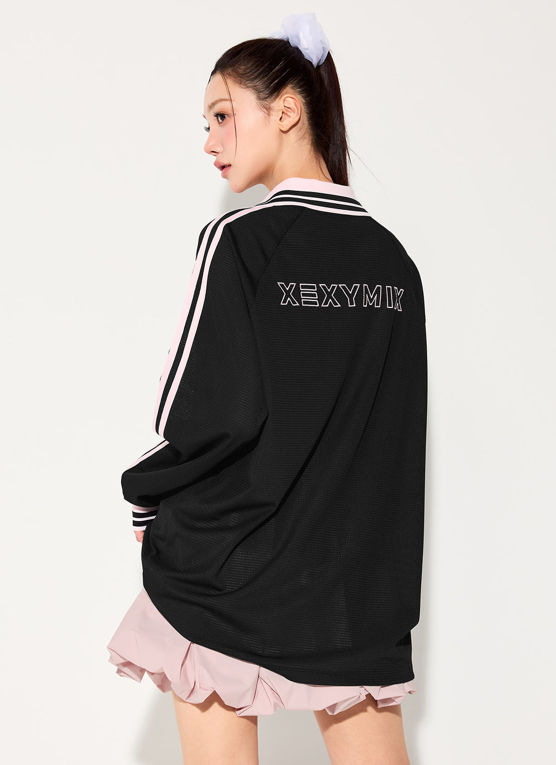 Mesh Trackline Open Kara Long Sleeve - Black