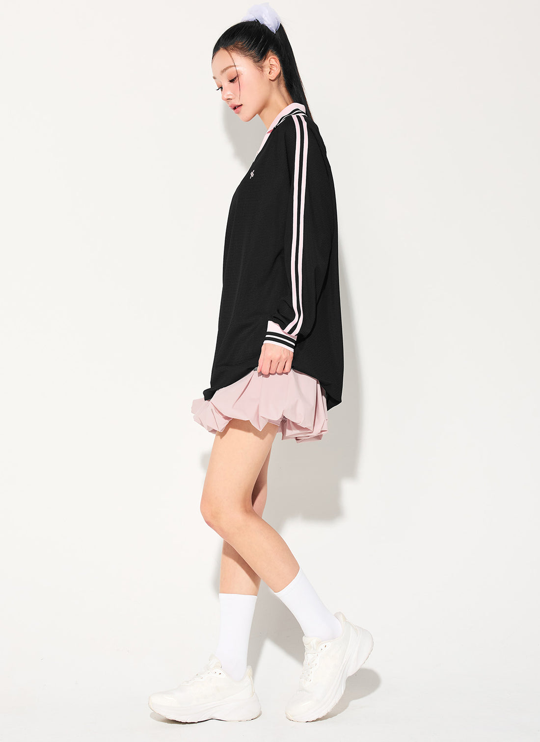 Mesh Trackline Open Kara Long Sleeve - Black