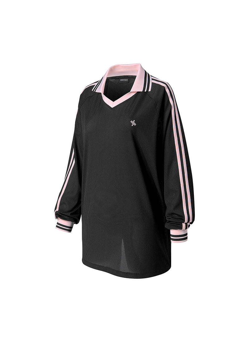 Mesh Trackline Open Kara Long Sleeve - Black