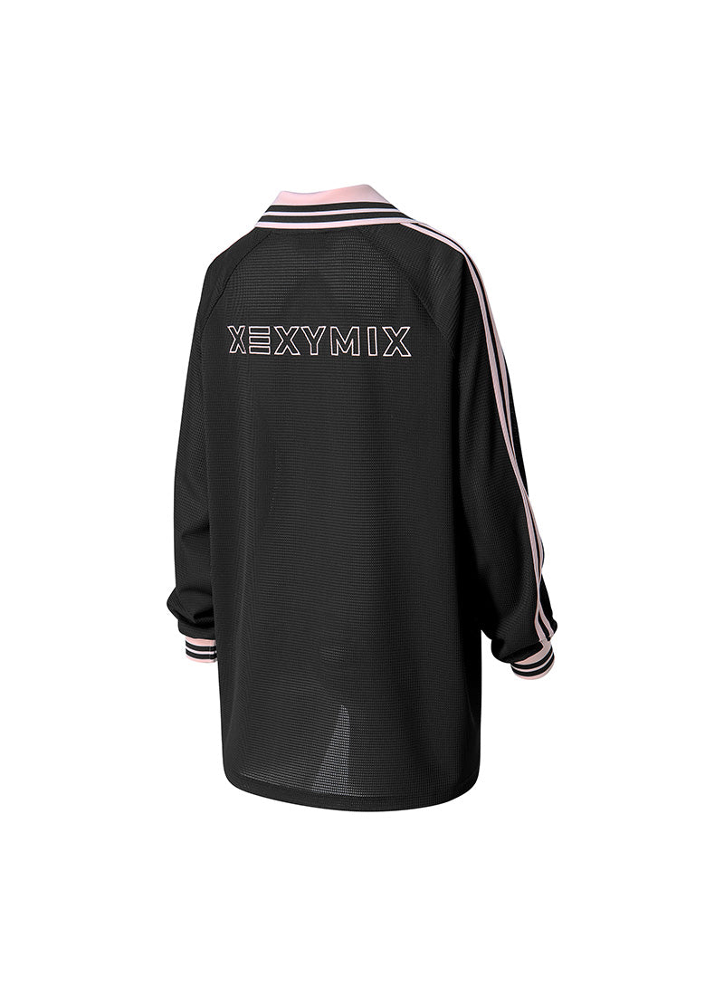 Mesh Trackline Open Kara Long Sleeve - Black