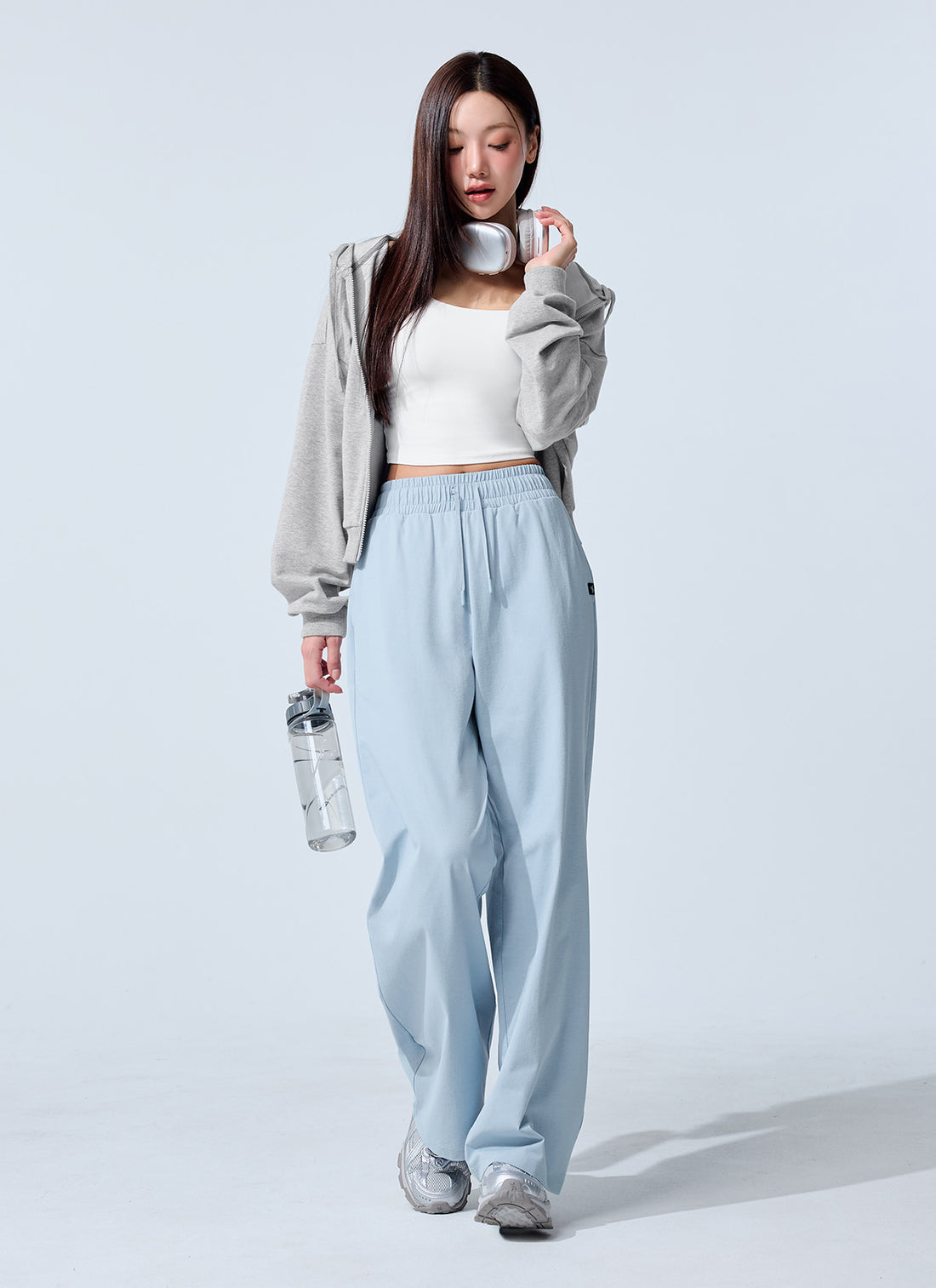 Comfort Tension Basic Wide Pants - Soft Blue