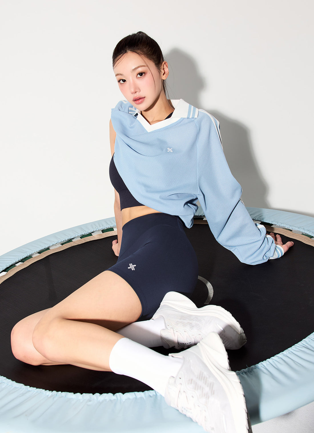 Mesh Trackline Open Kara Long Sleeve - Soft Blue