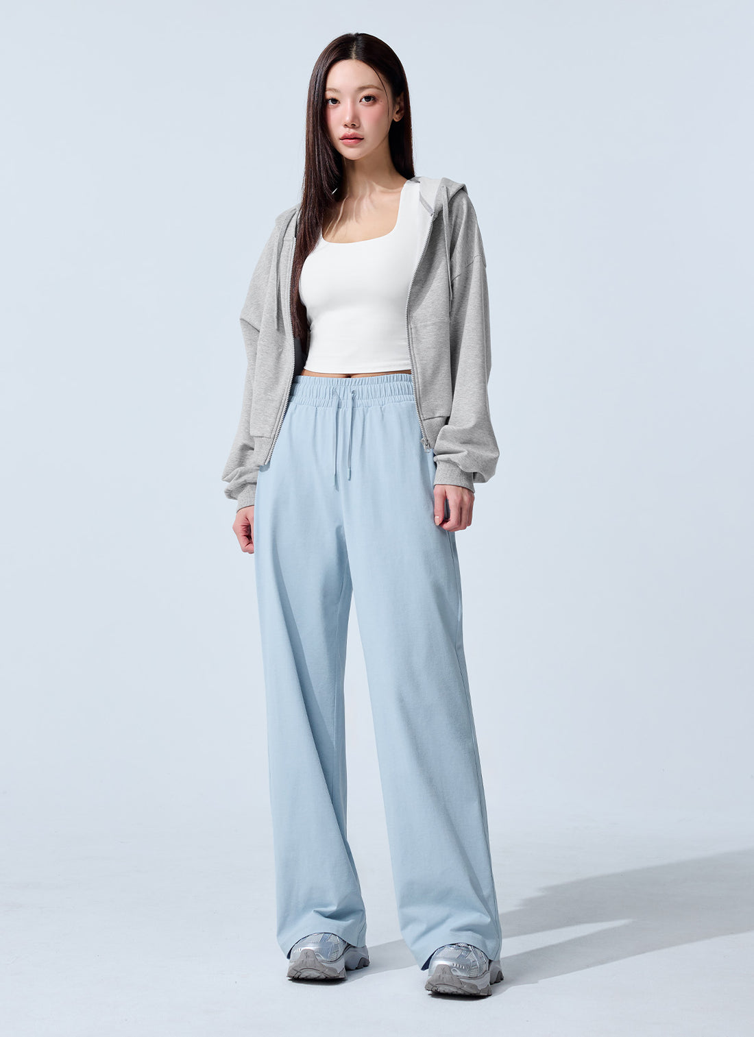 Comfort Tension Basic Wide Pants - Soft Blue