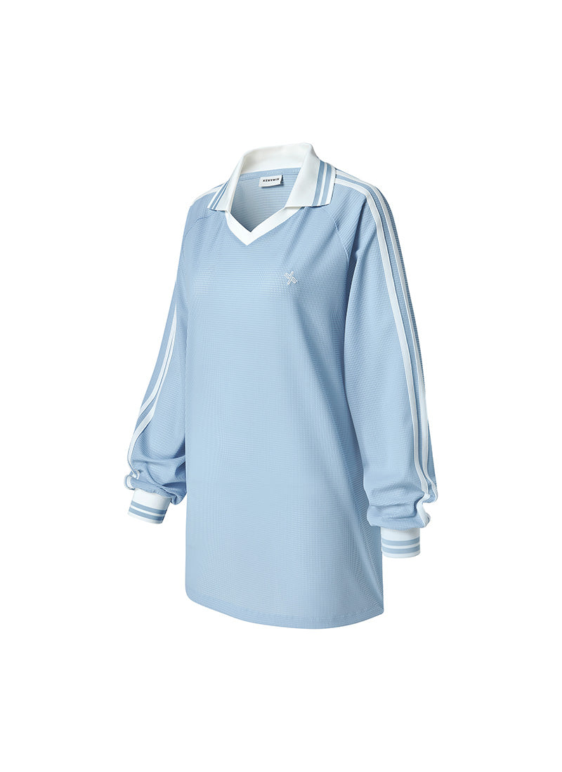 Mesh Trackline Open Kara Long Sleeve - Soft Blue