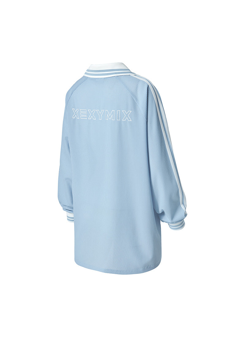 Mesh Trackline Open Kara Long Sleeve - Soft Blue