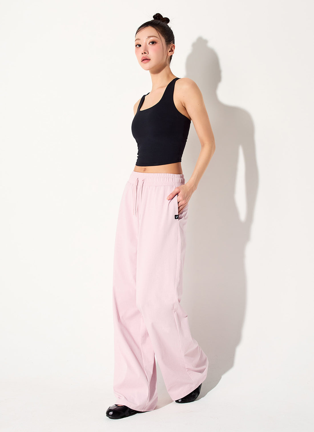 Comfort Tension Basic Wide Pants - Pink Swan