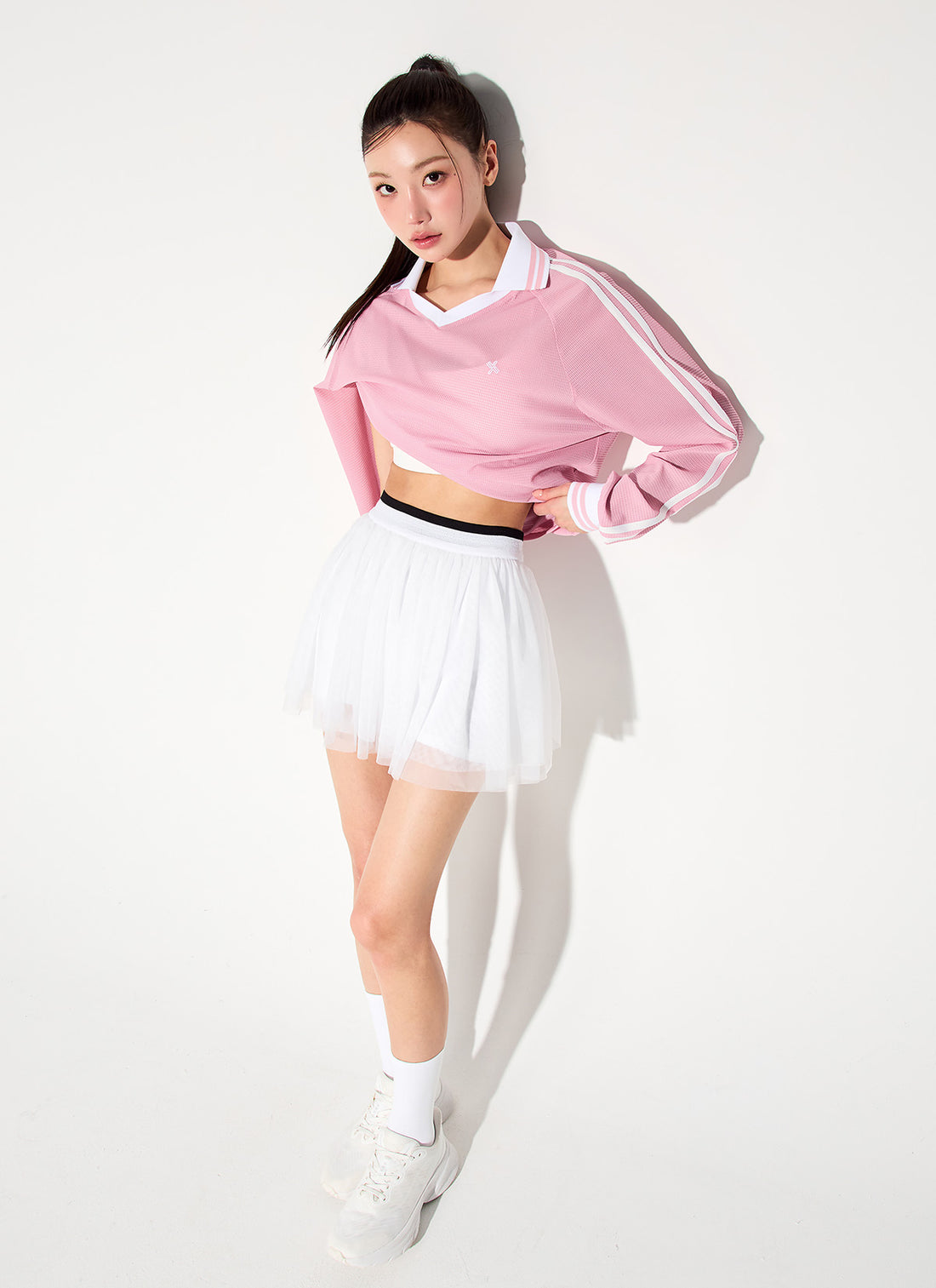 Mesh Trackline Open Kara Long Sleeve - Sorbet Pink