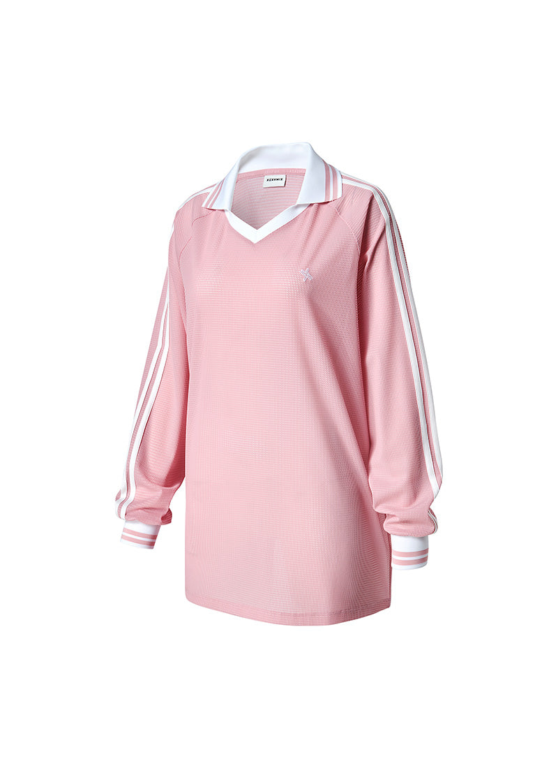 Mesh Trackline Open Kara Long Sleeve - Sorbet Pink