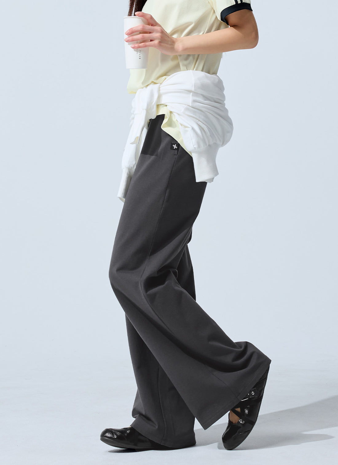 Soft Modal Wide Pants - Smoky Charcoal