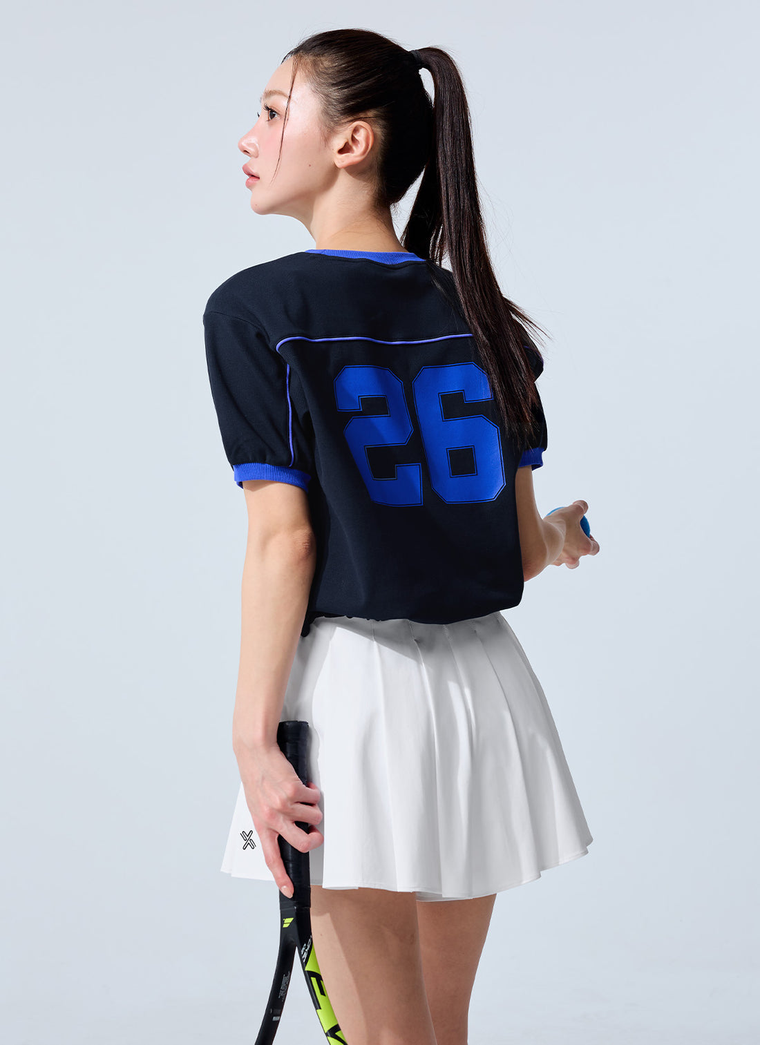 Color Combination Piping String Short Sleeve - Ice Navy