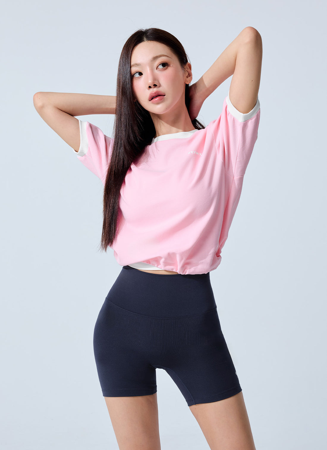 Color Combination Piping String Short Sleeve - Lovey Pink