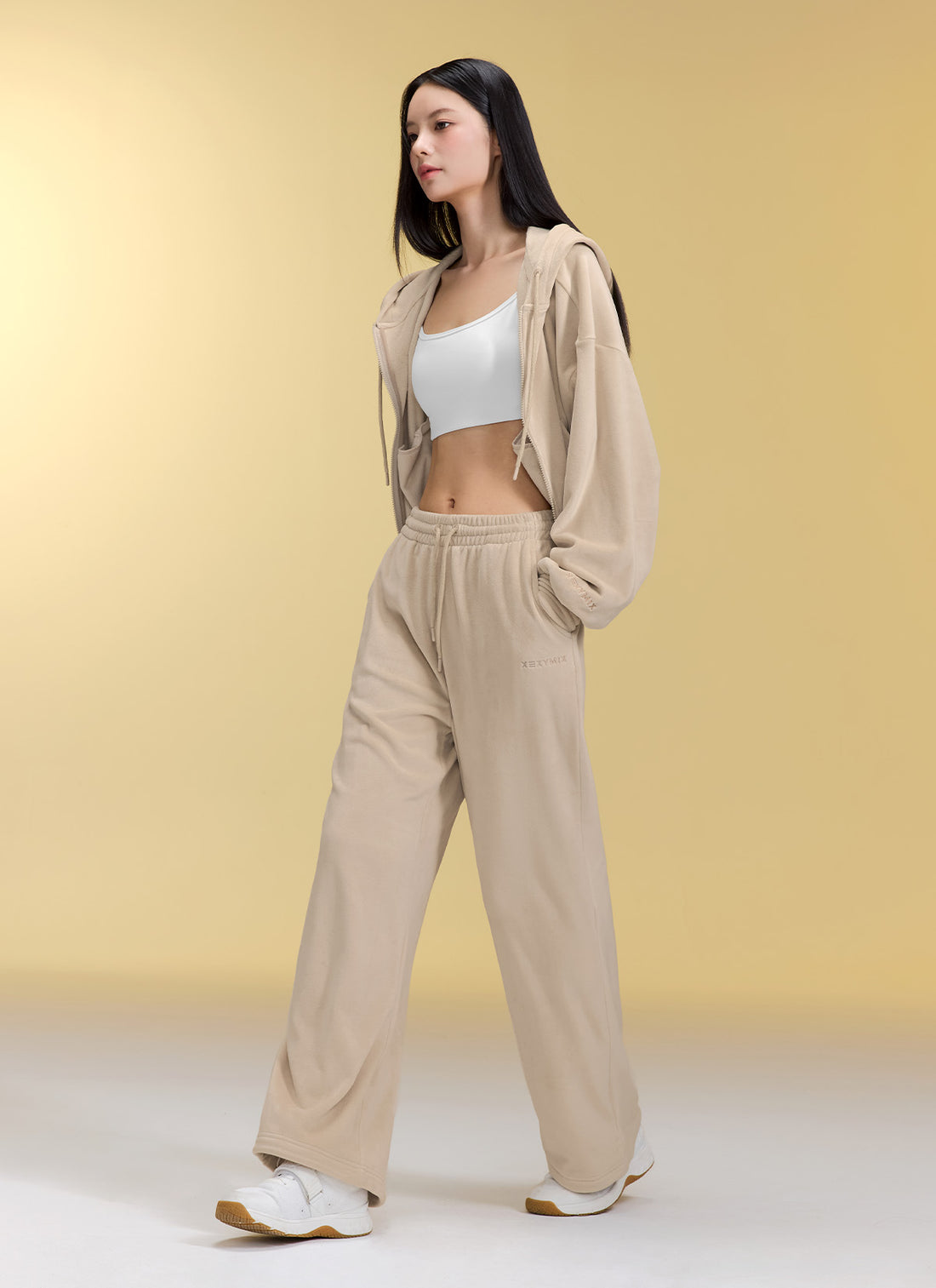 Velour Warm Wide Pants - Bake Beige