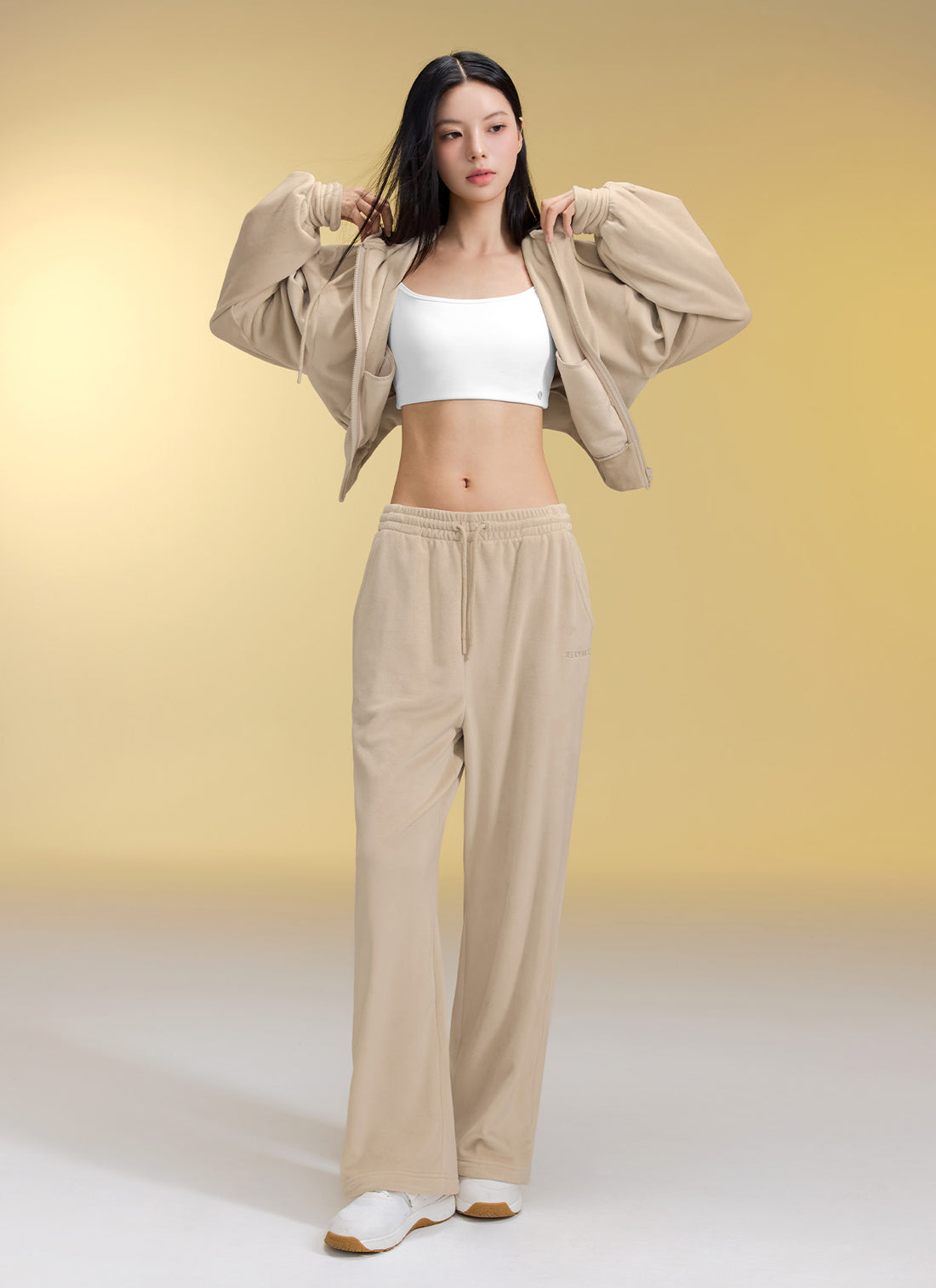 Velour Warm Wide Pants - Bake Beige