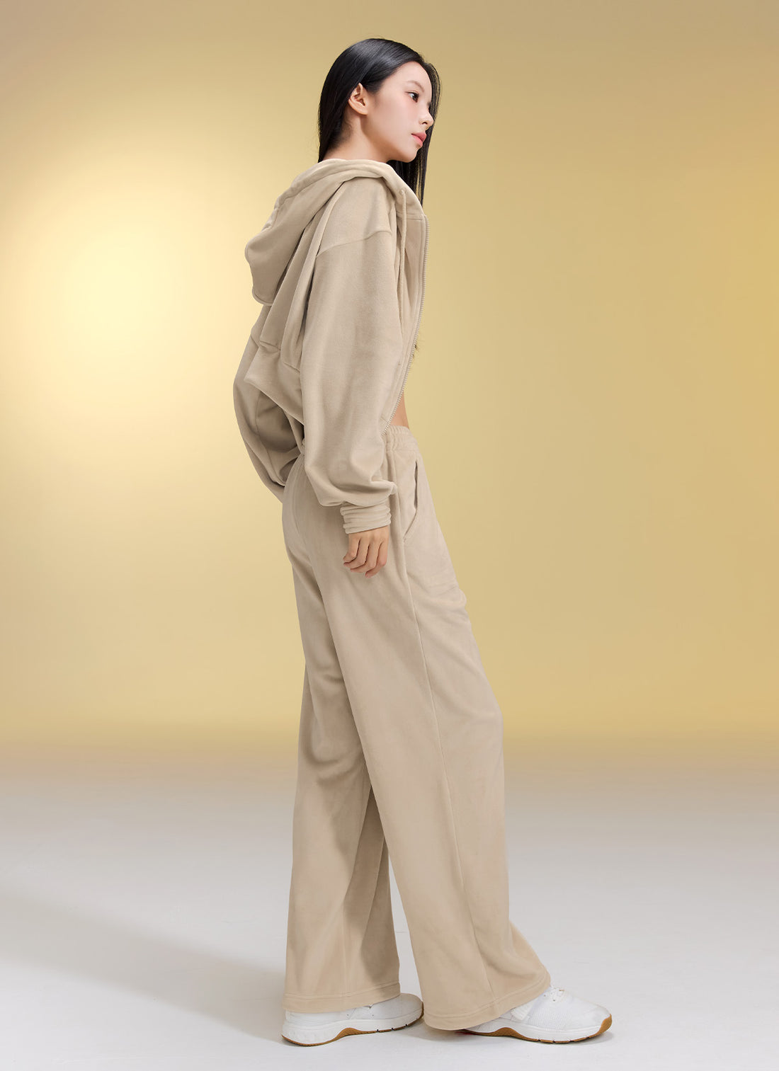 Velour Warm Wide Pants - Bake Beige