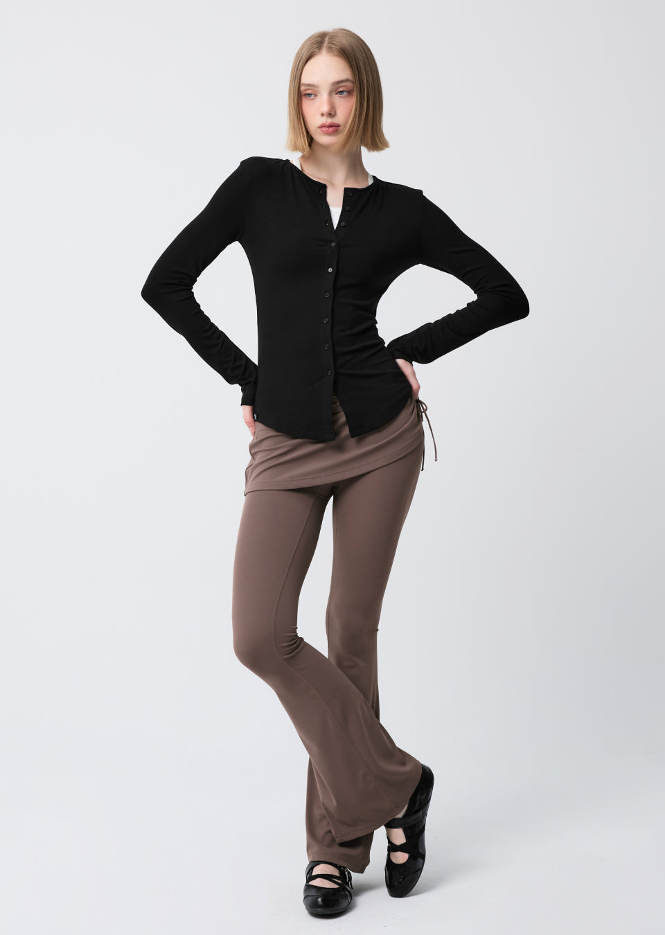 Pure Slim Button-Up Cardigan - Black