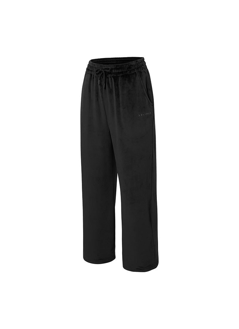 Velour Warm Wide Pants - Black