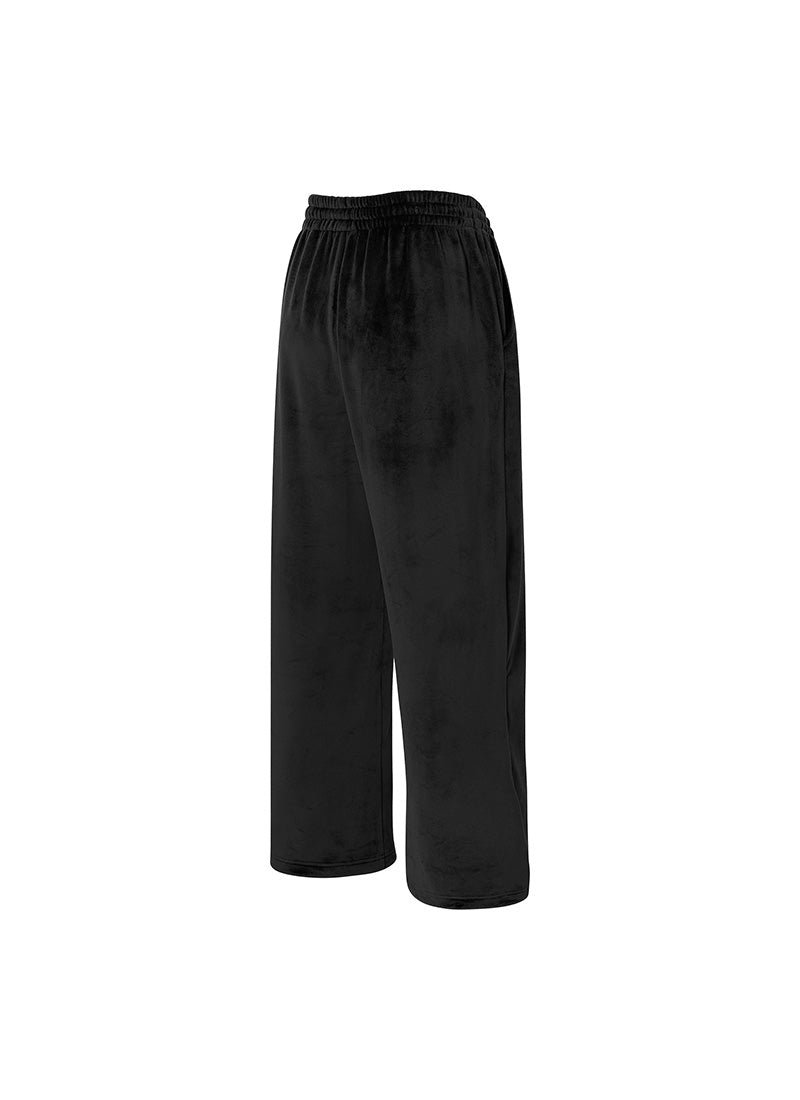 Velour Warm Wide Pants - Black