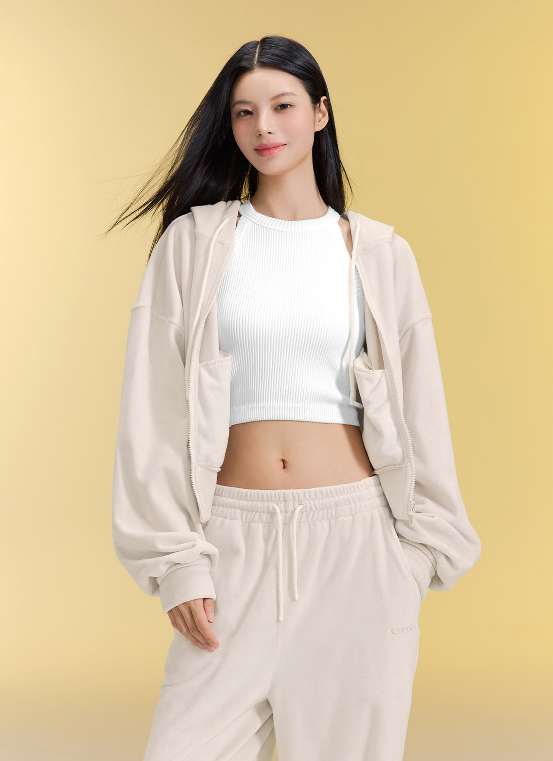 Velour Warm Wide Pants - Gelato Cream