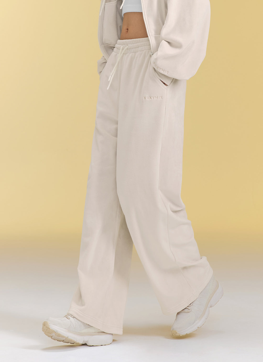 Velour Warm Wide Pants - Gelato Cream
